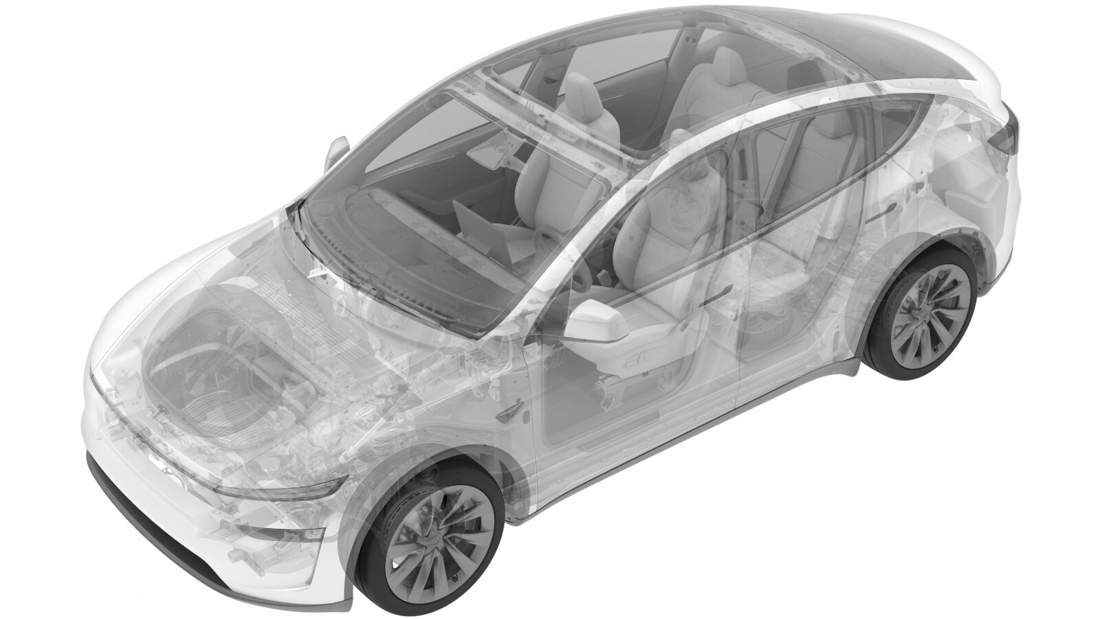 Tesla Model Y 車身透視示意圖