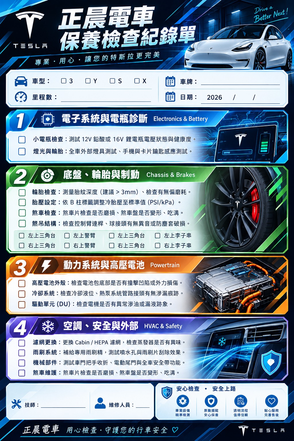 正晨電車二手車 PDI 保養檢查紀錄單